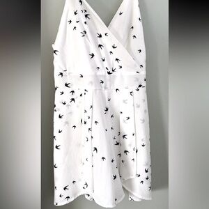 Purple Snow White Dress Romper with Black Bird Pattern
